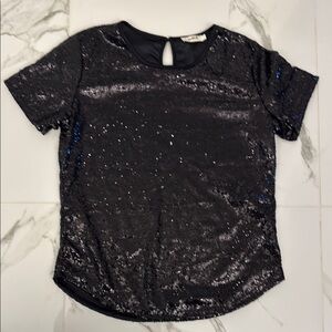 New! Black Sequin T-Shirt Top